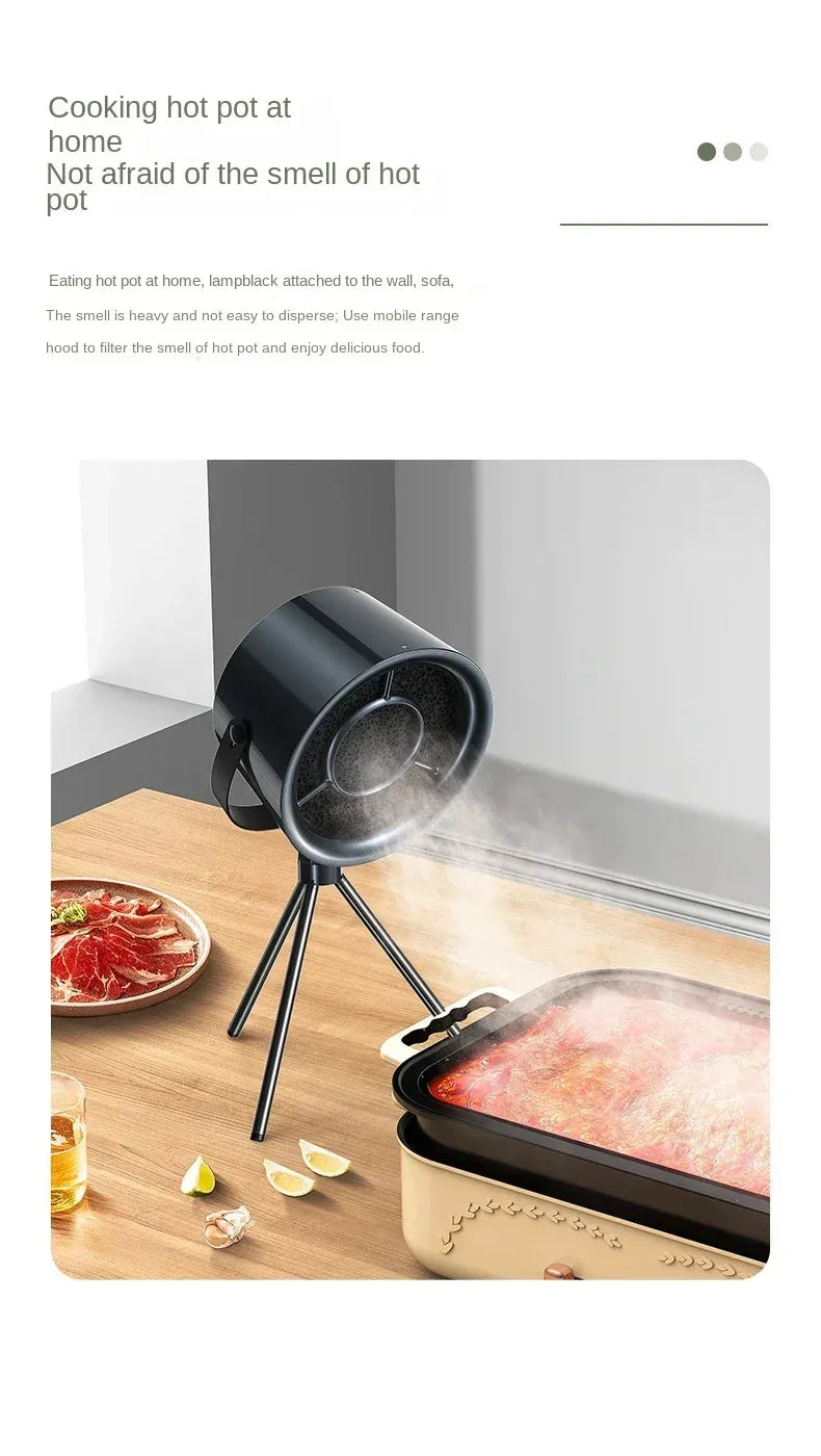 New Portable Desktop Exhaust Fan Small Kitchen Hood Extractor Barbecue USB Charging Desktop Range Hoods Mini Suction Cooker Hood Kitchen Gadgets
