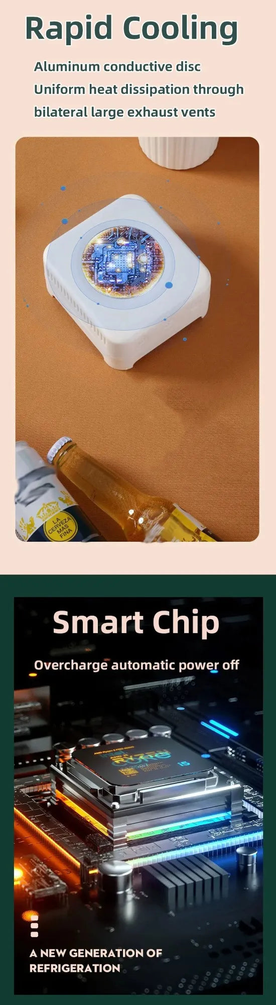 Mini Quick Cooling Cup Beer Beverage Rapid Refrigeration Ice Maker Machine Cold Drink Heating Home Dormitory Food Grade 400ml Kitchen Gadgets