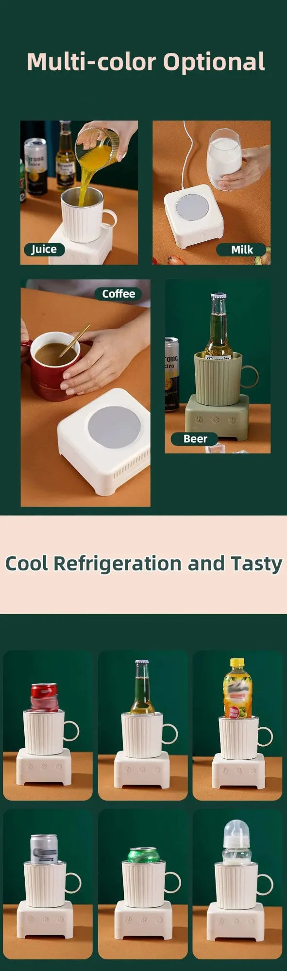 Mini Quick Cooling Cup Beer Beverage Rapid Refrigeration Ice Maker Machine Cold Drink Heating Home Dormitory Food Grade 400ml Kitchen Gadgets