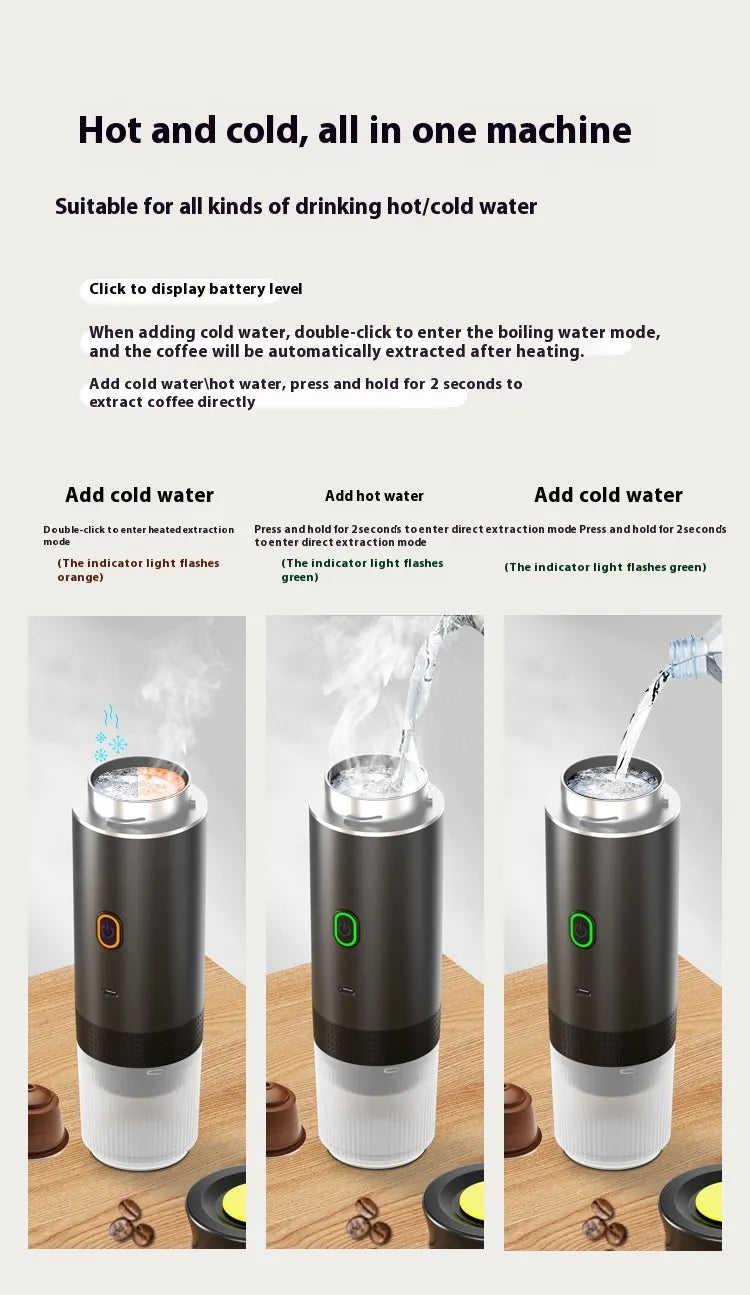 Electric Grinder Coffee Travel Handy 3 In1 Espresso Portable Coffee Espresso Maker Machine Cafe Portable Capsule Coffee Machine Kitchen Gadgets