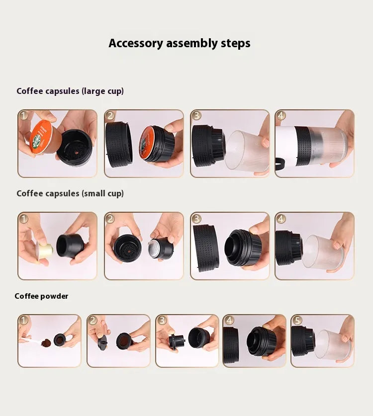 Electric Grinder Coffee Travel Handy 3 In1 Espresso Portable Coffee Espresso Maker Machine Cafe Portable Capsule Coffee Machine Kitchen Gadgets