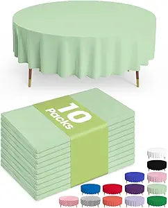 Pureegg Plastic Table Cloth 10 Pack, 54 x 108 Inch Disposable Table Cloths for Party, Picnic and Wedding, Rectangle, White