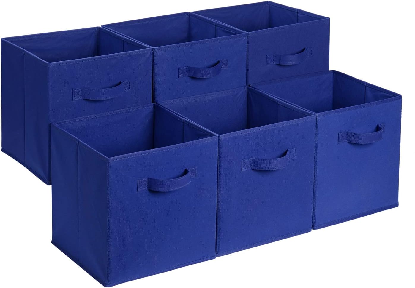 Amazon Basics Collapsible Fabric Storage Cubes Organizer with Handles, Sturdy Storage Bins for Organization, 10.5" x 10.5" x 11", Beige, 6-Pack
