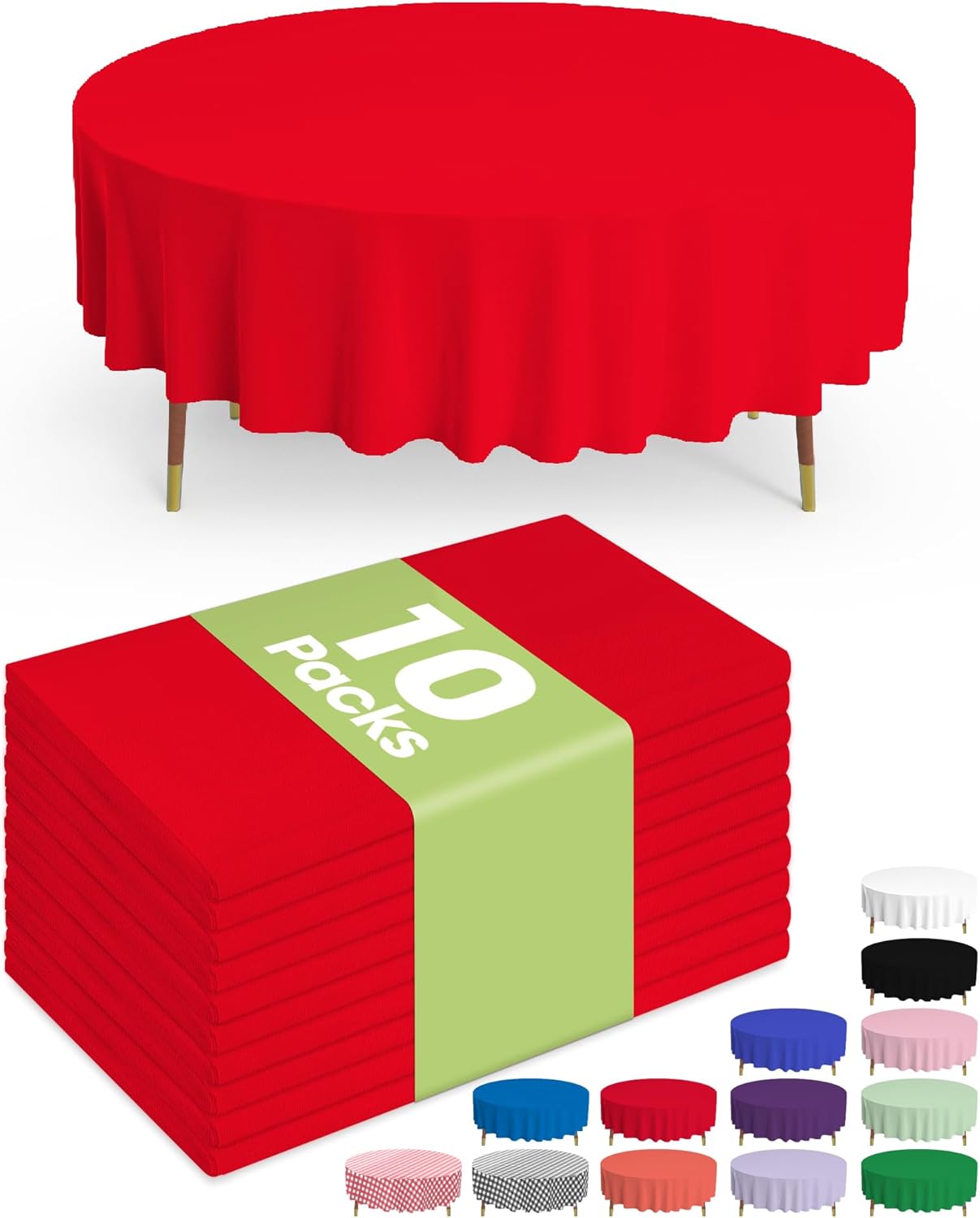 Pureegg Plastic Table Cloth 10 Pack, 54 x 108 Inch Disposable Table Cloths for Party, Picnic and Wedding, Rectangle, White
