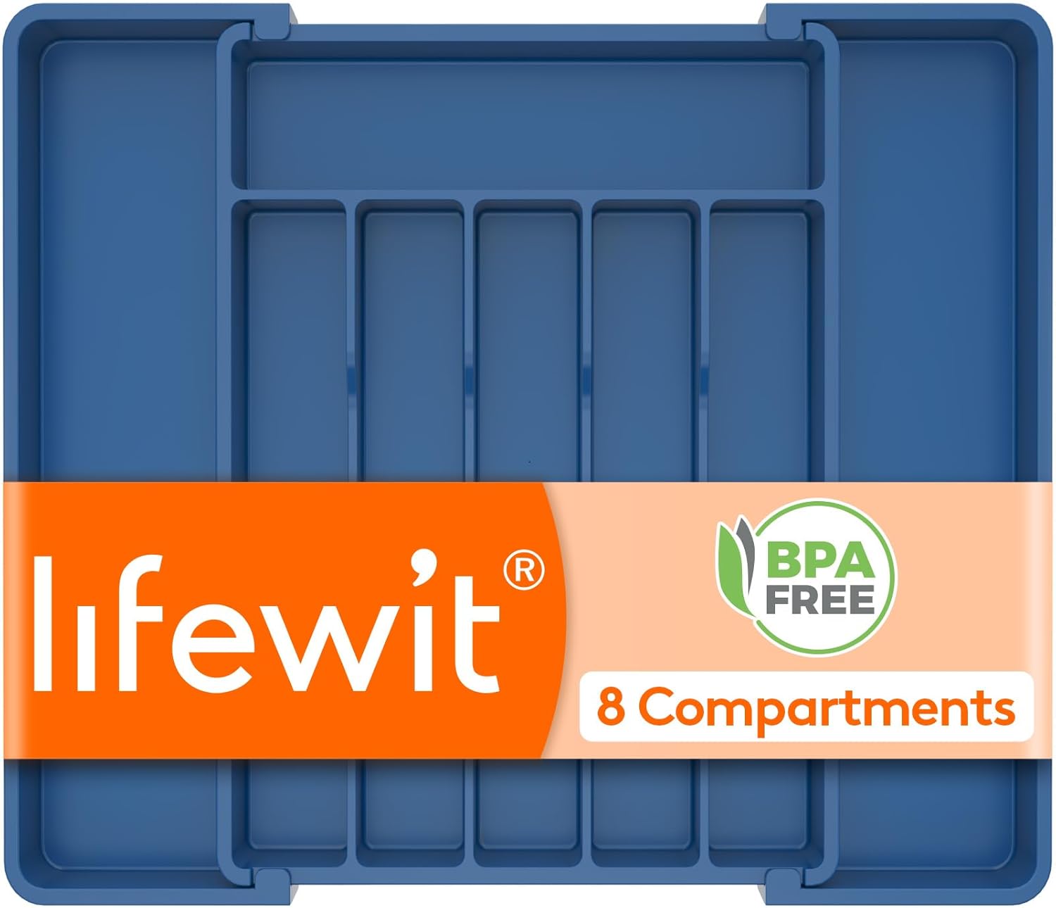 Lifewit Expandable Silverware Organizer, Plastic Utensil Tray for Kitchen Drawer, BPA Free Flatware Cutlery Holder, Space-Saving Storage for Spoons Forks Knives, 8.5-14 x 12 x 1.5 inch, Black