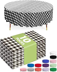 Pureegg Plastic Table Cloth 10 Pack, 54 x 108 Inch Disposable Table Cloths for Party, Picnic and Wedding, Rectangle, White