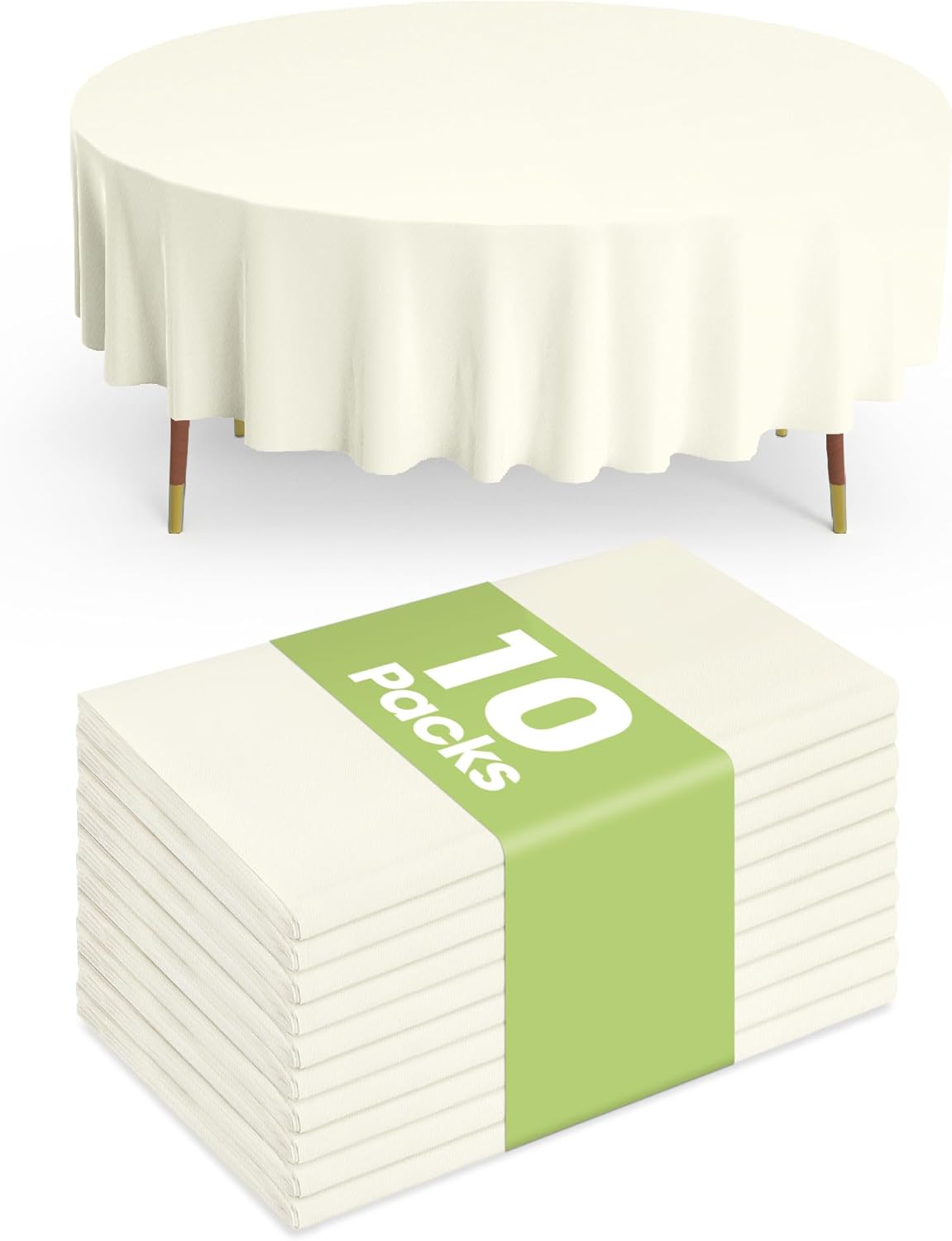 Pureegg Plastic Table Cloth 10 Pack, 54 x 108 Inch Disposable Table Cloths for Party, Picnic and Wedding, Rectangle, White