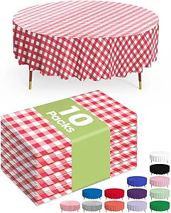 Pureegg Plastic Table Cloth 10 Pack, 54 x 108 Inch Disposable Table Cloths for Party, Picnic and Wedding, Rectangle, White