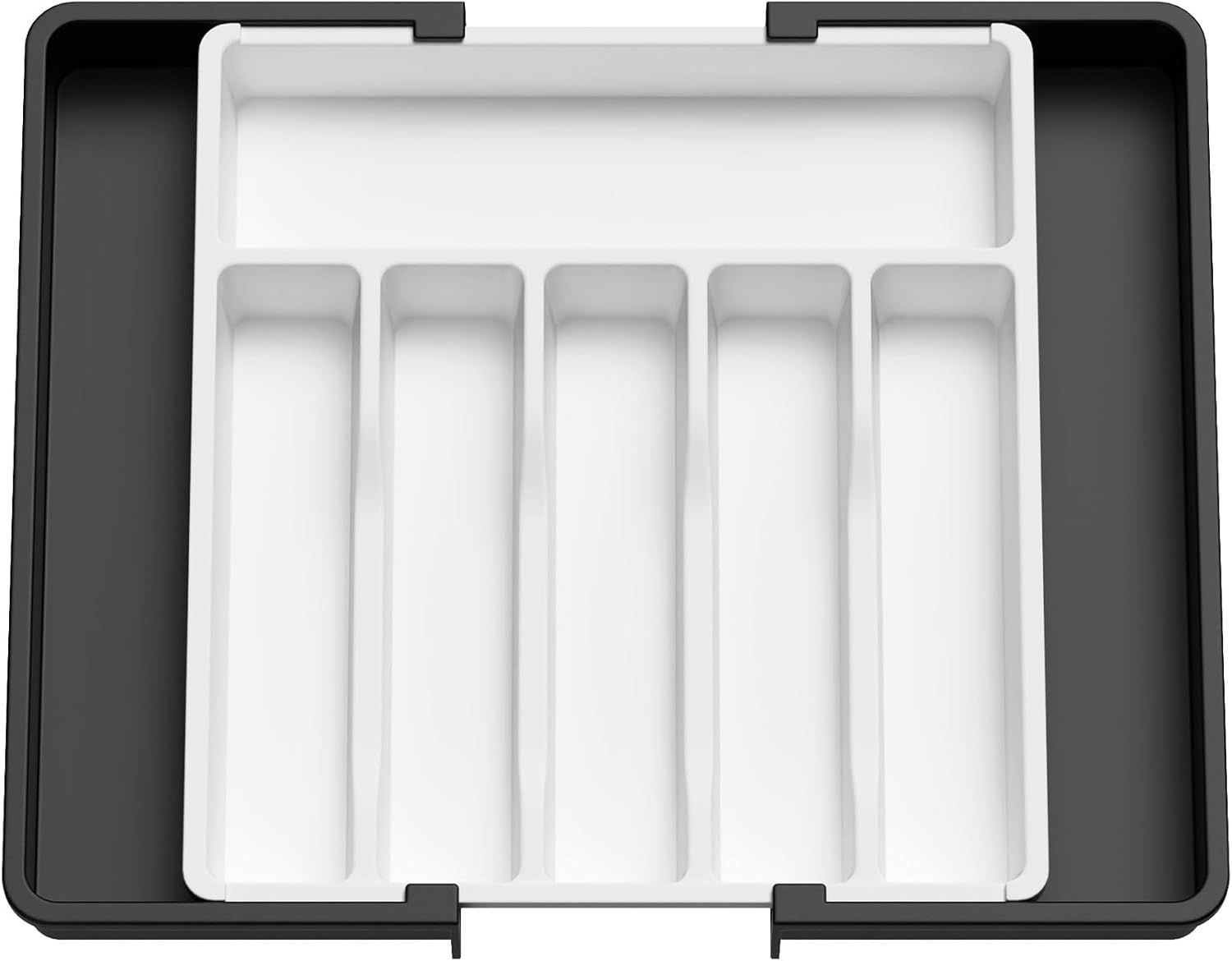 Lifewit Expandable Silverware Organizer, Plastic Utensil Tray for Kitchen Drawer, BPA Free Flatware Cutlery Holder, Space-Saving Storage for Spoons Forks Knives, 8.5-14 x 12 x 1.5 inch, Black