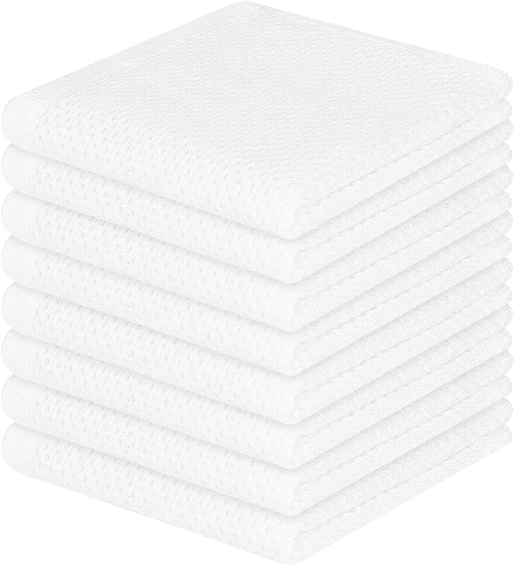 Homaxy 100% Cotton Waffle Weave Kitchen Dish Cloths, Ultra Soft Absorbent Quick Drying Dish Towels, 12 x 12 Inches, 6-Pack, Dark Grey