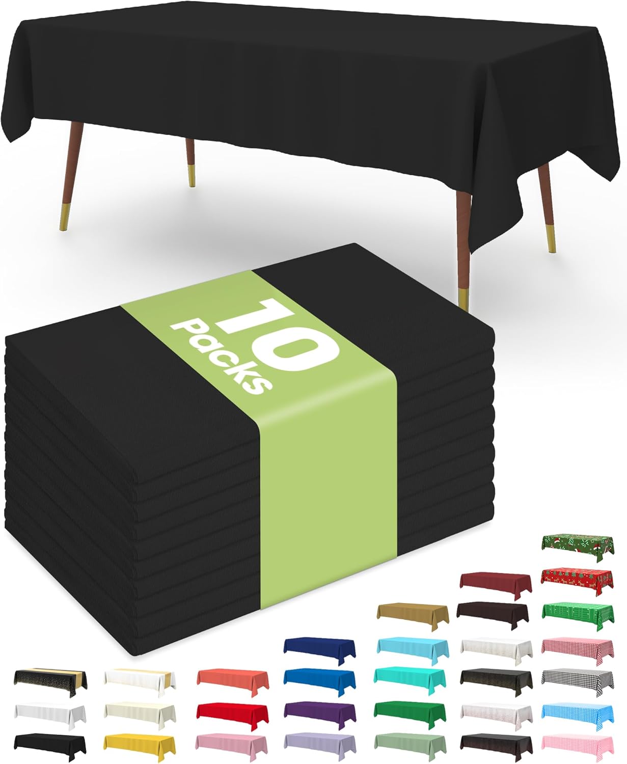 Pureegg Plastic Table Cloth 10 Pack, 54 x 108 Inch Disposable Table Cloths for Party, Picnic and Wedding, Rectangle, White