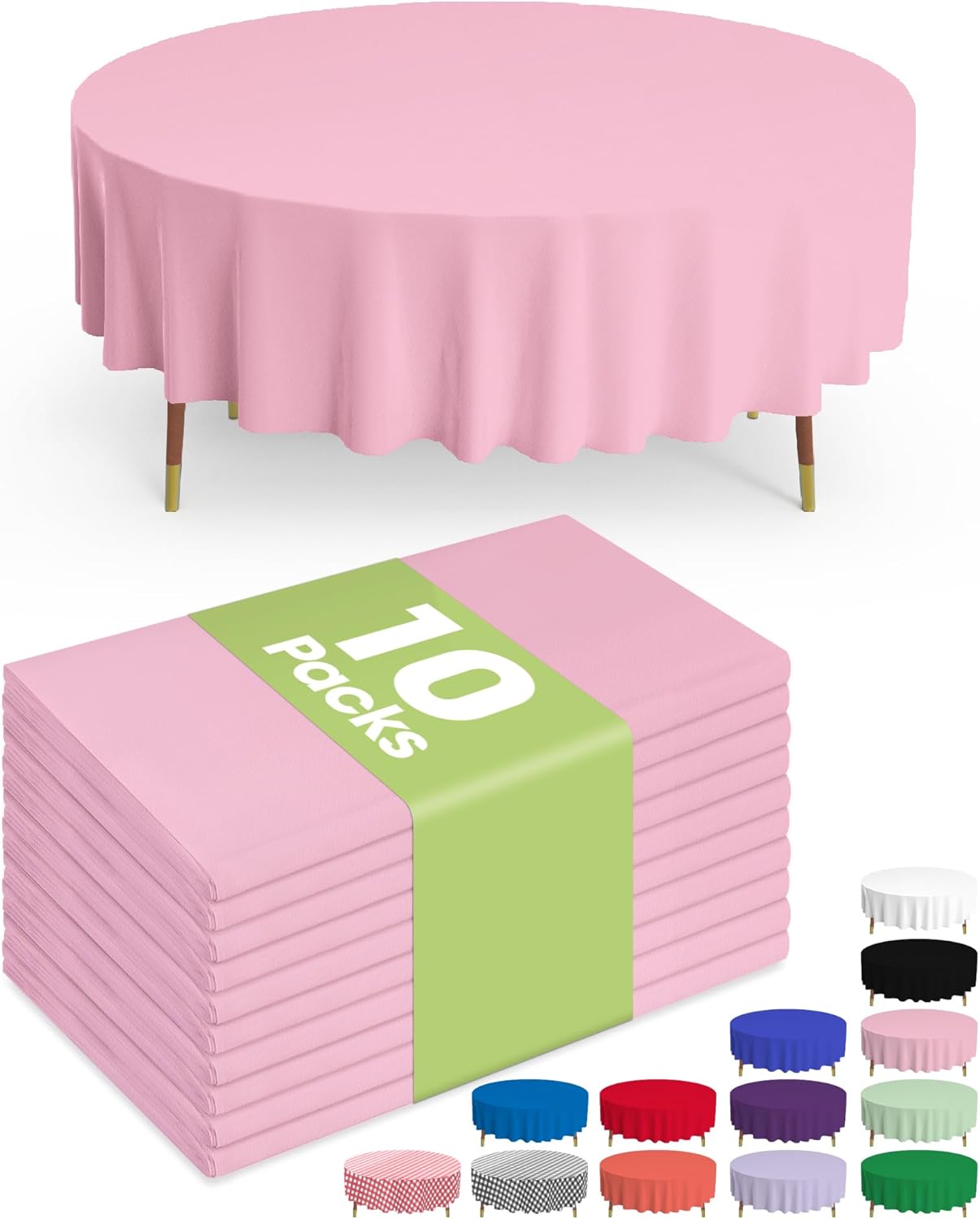 Pureegg Plastic Table Cloth 10 Pack, 54 x 108 Inch Disposable Table Cloths for Party, Picnic and Wedding, Rectangle, White