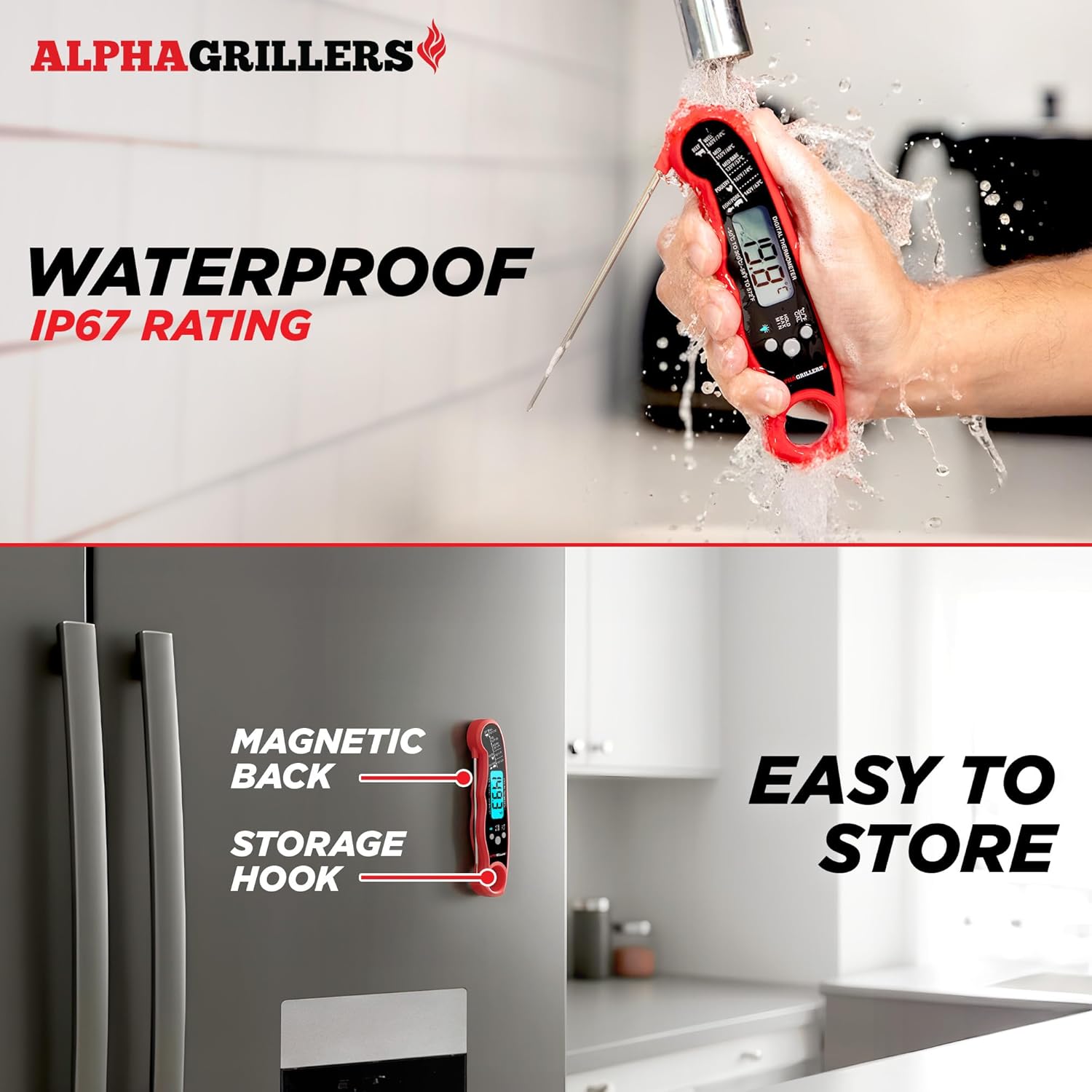 Alpha Grillers Meat Thermometer Digital – Instant Read Food Thermometer for Cooking & Grilling – Professional Kitchen Fathers Day Gift for Dad Men Him Husband