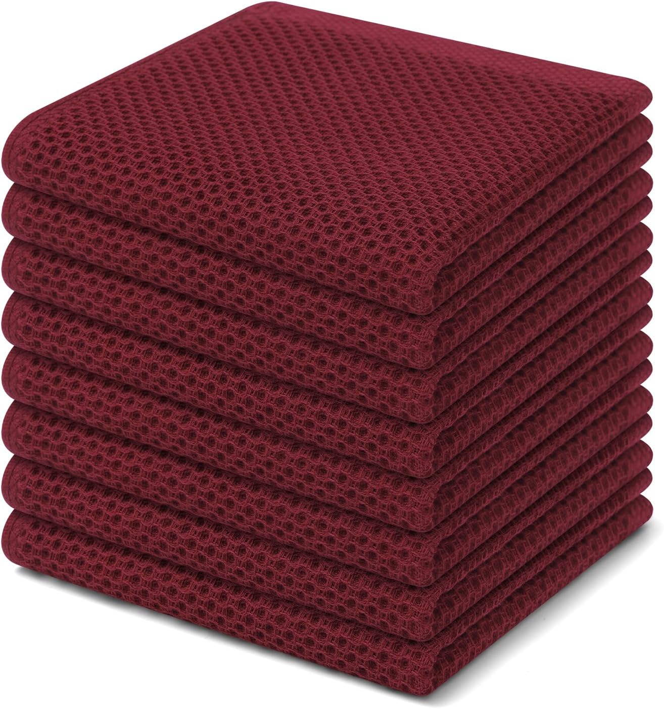 Homaxy 100% Cotton Waffle Weave Kitchen Dish Cloths, Ultra Soft Absorbent Quick Drying Dish Towels, 12 x 12 Inches, 6-Pack, Dark Grey