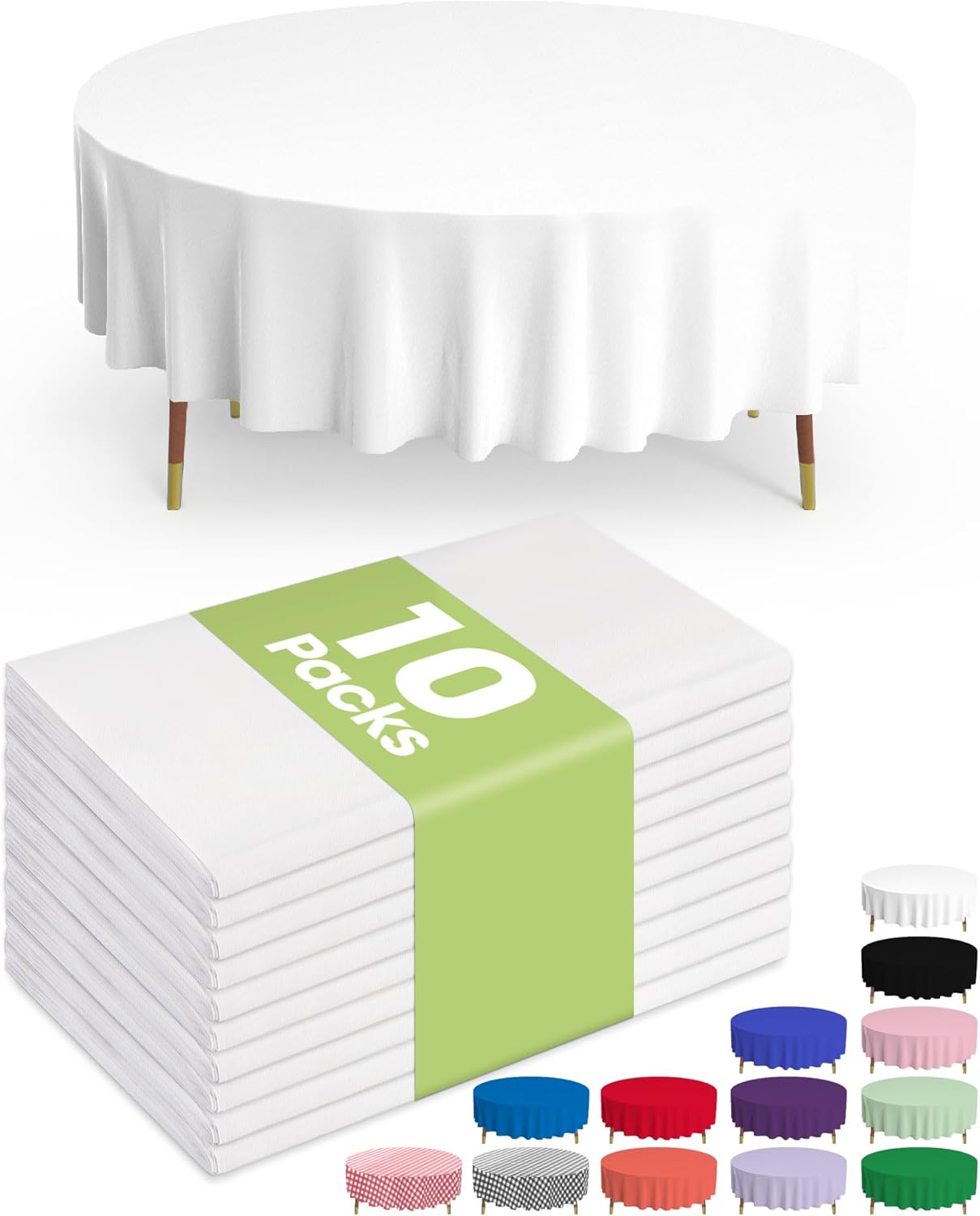 Pureegg Plastic Table Cloth 10 Pack, 54 x 108 Inch Disposable Table Cloths for Party, Picnic and Wedding, Rectangle, White