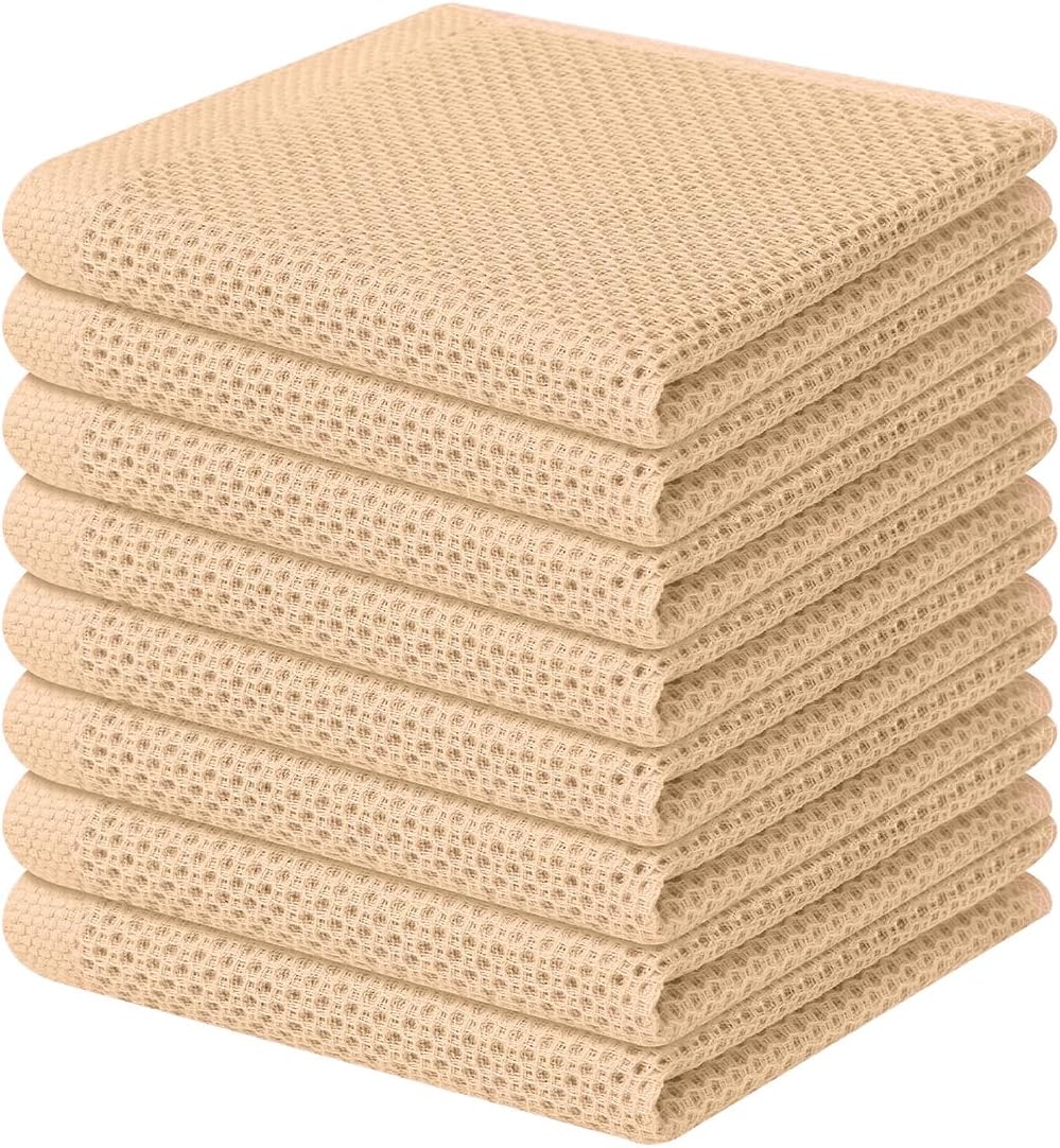 Homaxy 100% Cotton Waffle Weave Kitchen Dish Cloths, Ultra Soft Absorbent Quick Drying Dish Towels, 12 x 12 Inches, 6-Pack, Dark Grey