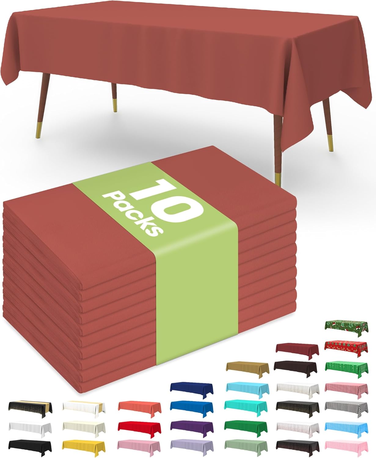 Pureegg Plastic Table Cloth 10 Pack, 54 x 108 Inch Disposable Table Cloths for Party, Picnic and Wedding, Rectangle, White