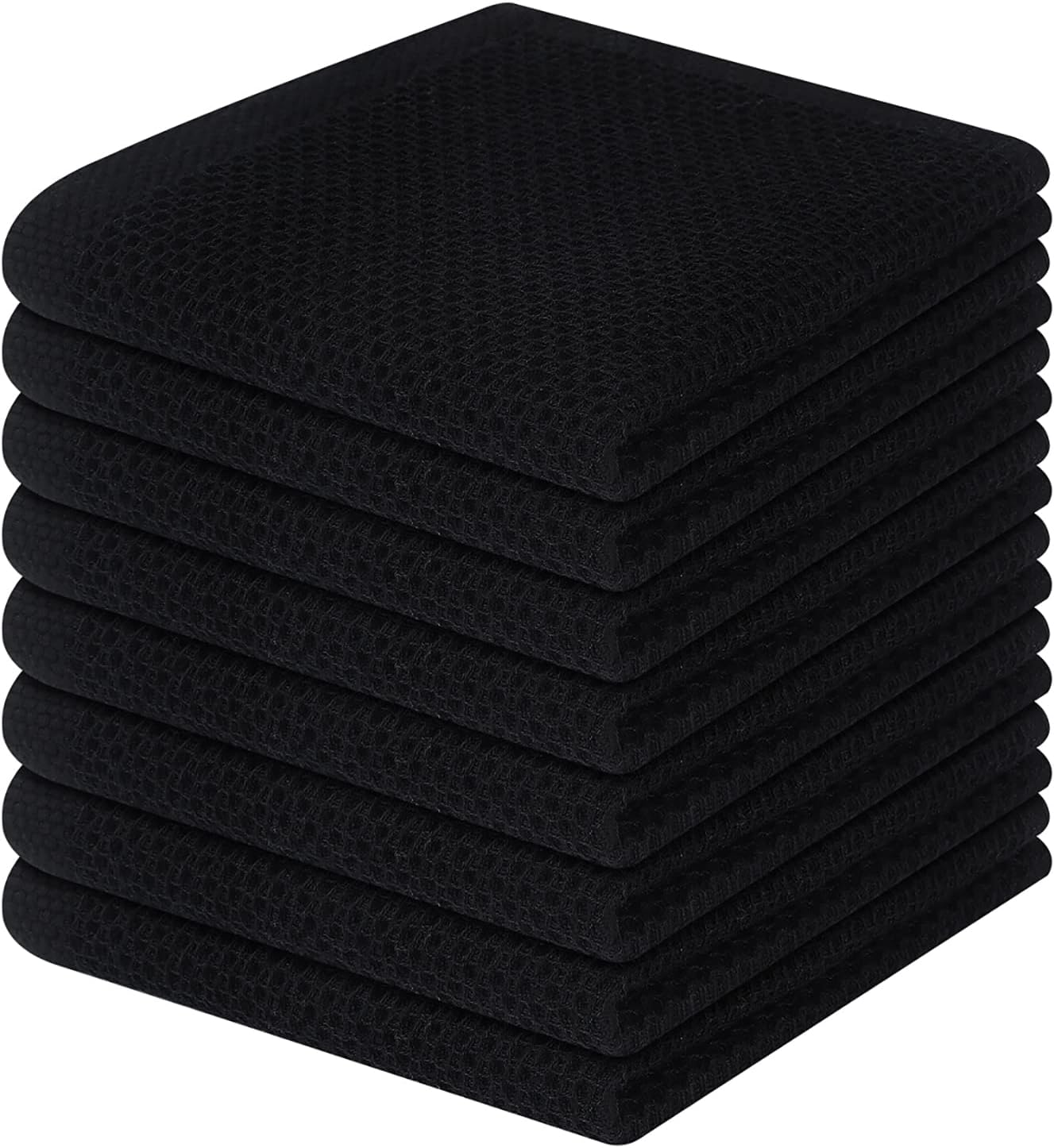 Homaxy 100% Cotton Waffle Weave Kitchen Dish Cloths, Ultra Soft Absorbent Quick Drying Dish Towels, 12 x 12 Inches, 6-Pack, Dark Grey