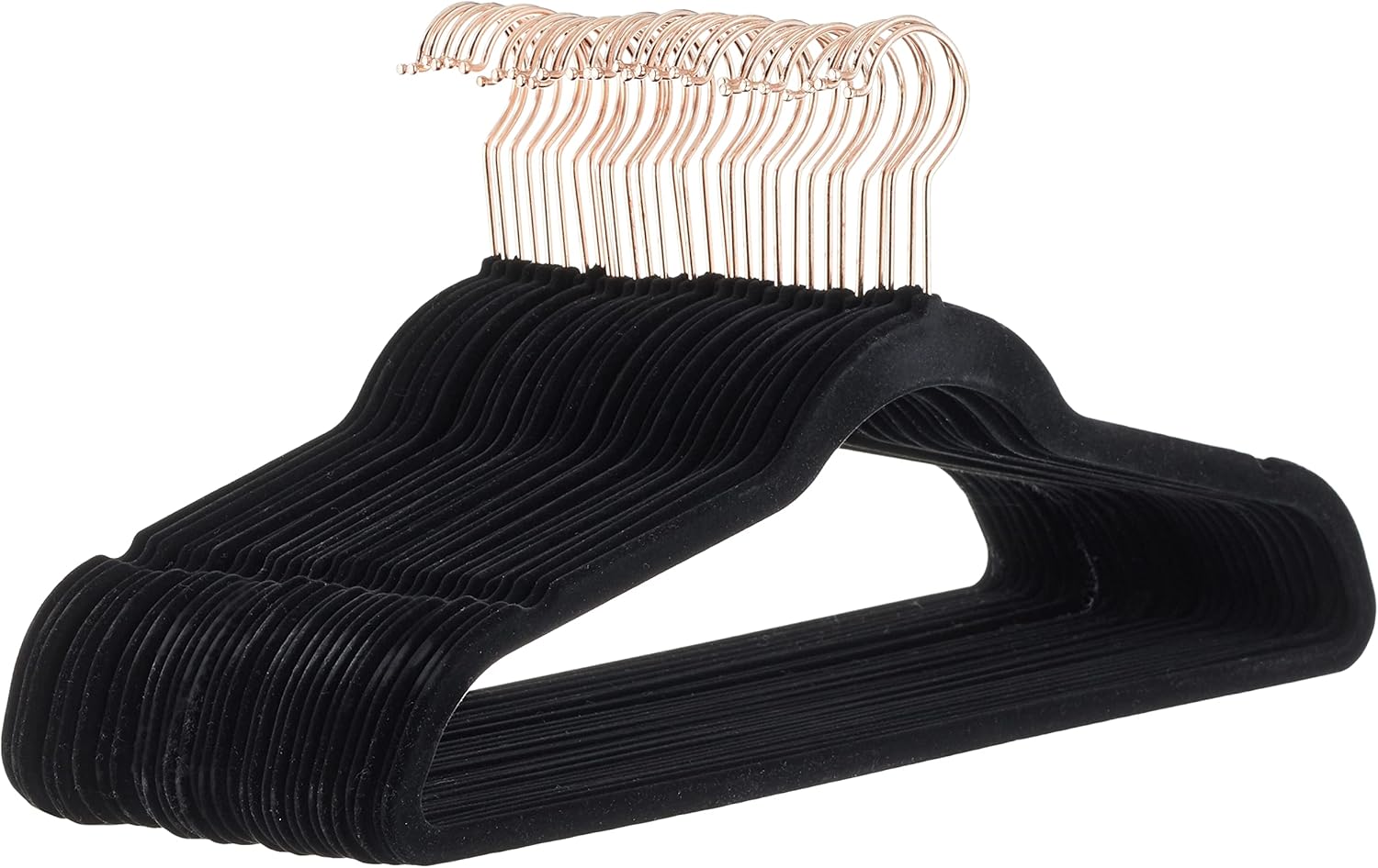 Amazon Basics Slim Velvet Non-Slip Space Saving Suit Clothes Hangers, Closet Organizer, Black, 50-Pack
