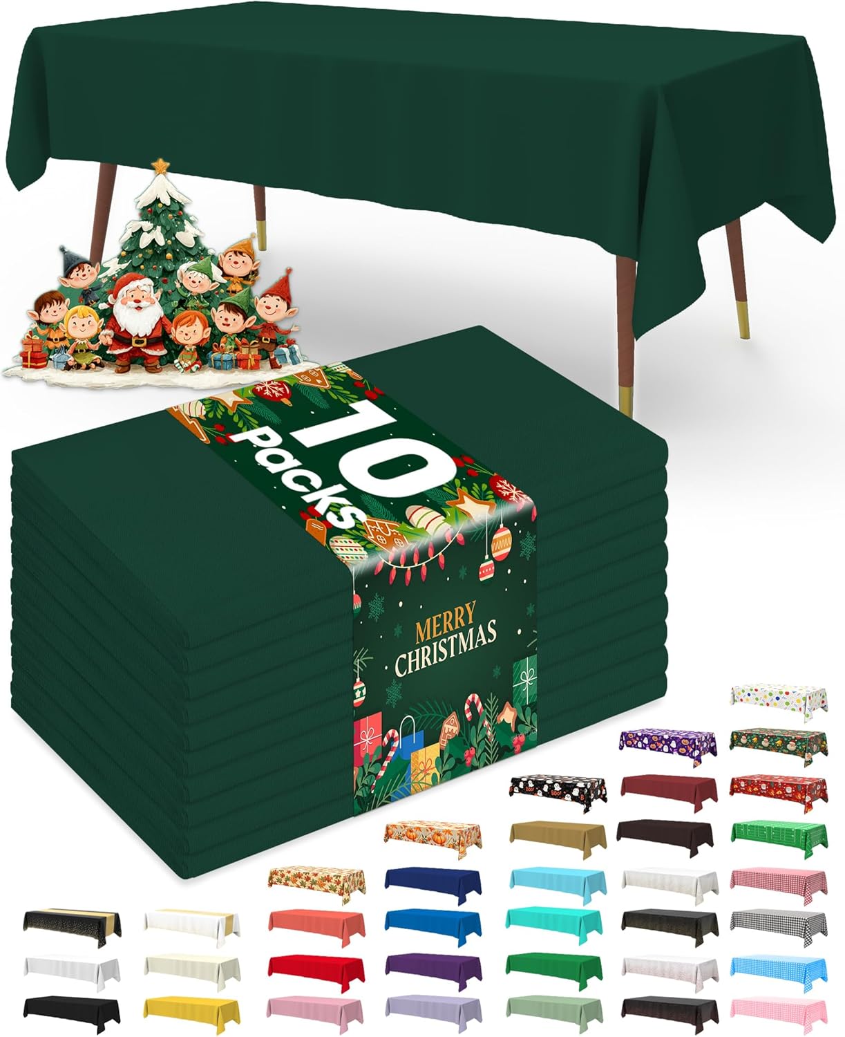 Pureegg Plastic Table Cloth 10 Pack, 54 x 108 Inch Disposable Table Cloths for Party, Picnic and Wedding, Rectangle, White