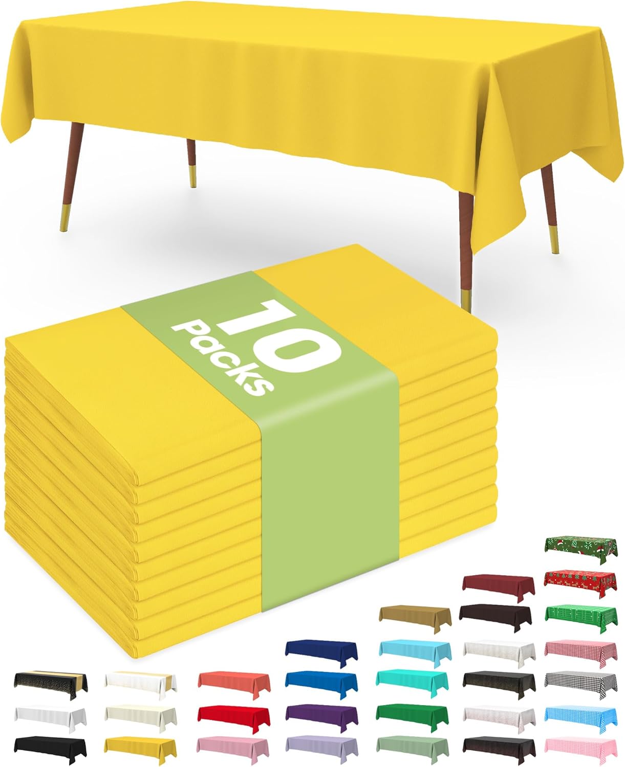 Pureegg Plastic Table Cloth 10 Pack, 54 x 108 Inch Disposable Table Cloths for Party, Picnic and Wedding, Rectangle, White
