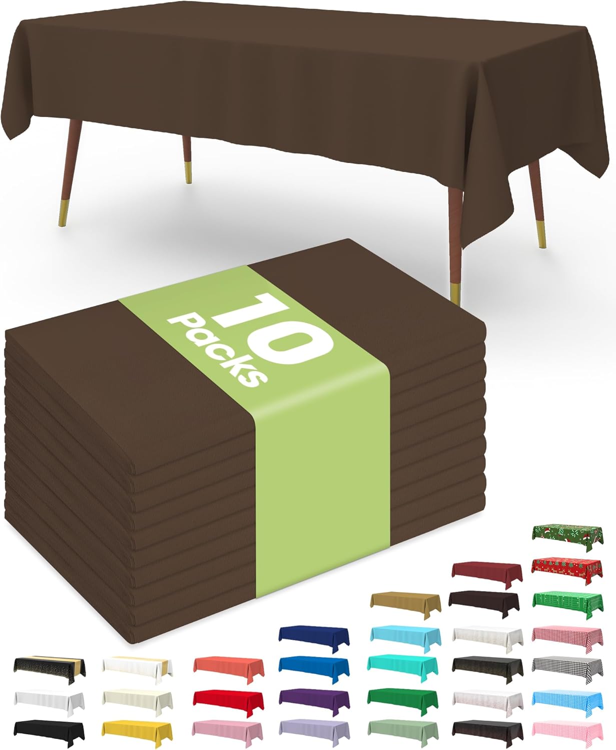Pureegg Plastic Table Cloth 10 Pack, 54 x 108 Inch Disposable Table Cloths for Party, Picnic and Wedding, Rectangle, White
