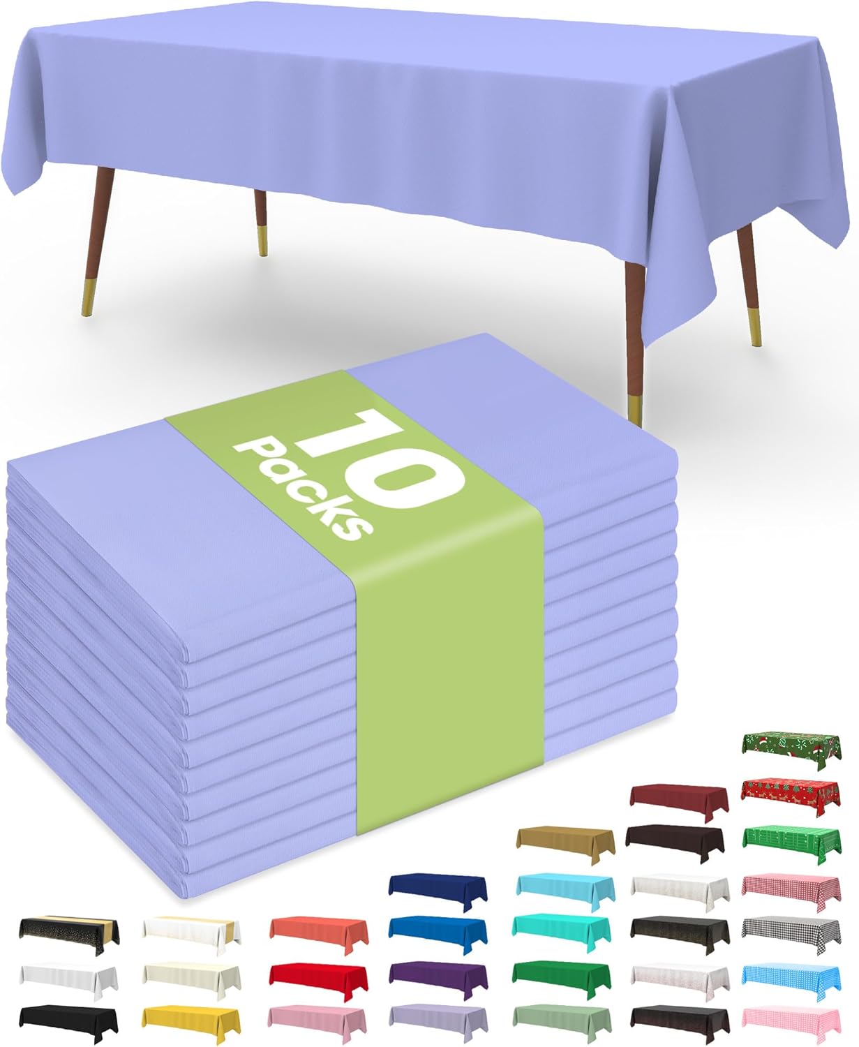 Pureegg Plastic Table Cloth 10 Pack, 54 x 108 Inch Disposable Table Cloths for Party, Picnic and Wedding, Rectangle, White