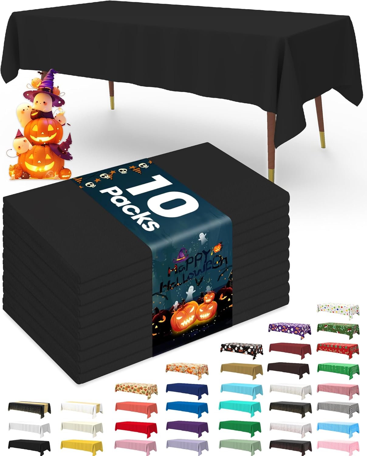 Pureegg Plastic Table Cloth 10 Pack, 54 x 108 Inch Disposable Table Cloths for Party, Picnic and Wedding, Rectangle, White