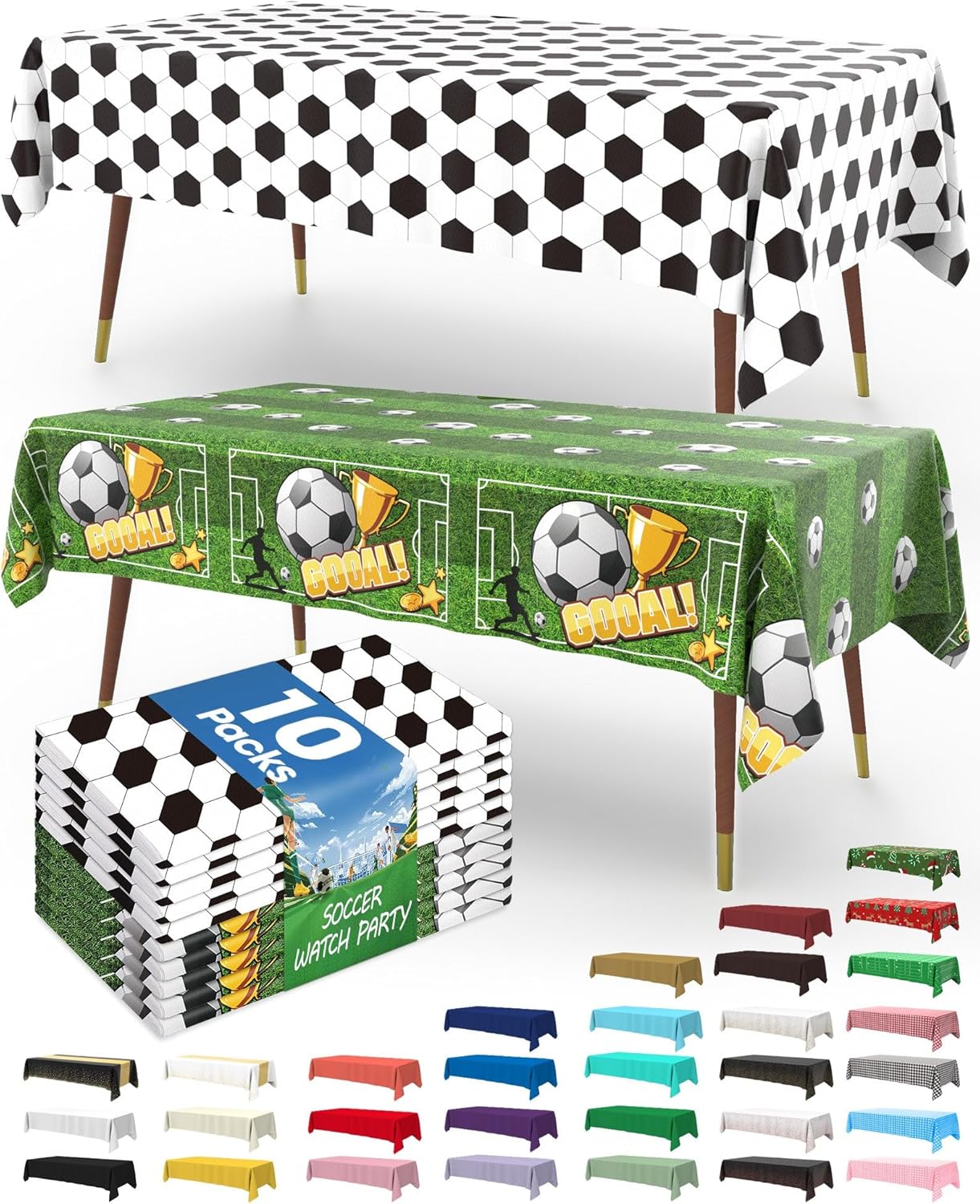 Pureegg Plastic Table Cloth 10 Pack, 54 x 108 Inch Disposable Table Cloths for Party, Picnic and Wedding, Rectangle, White