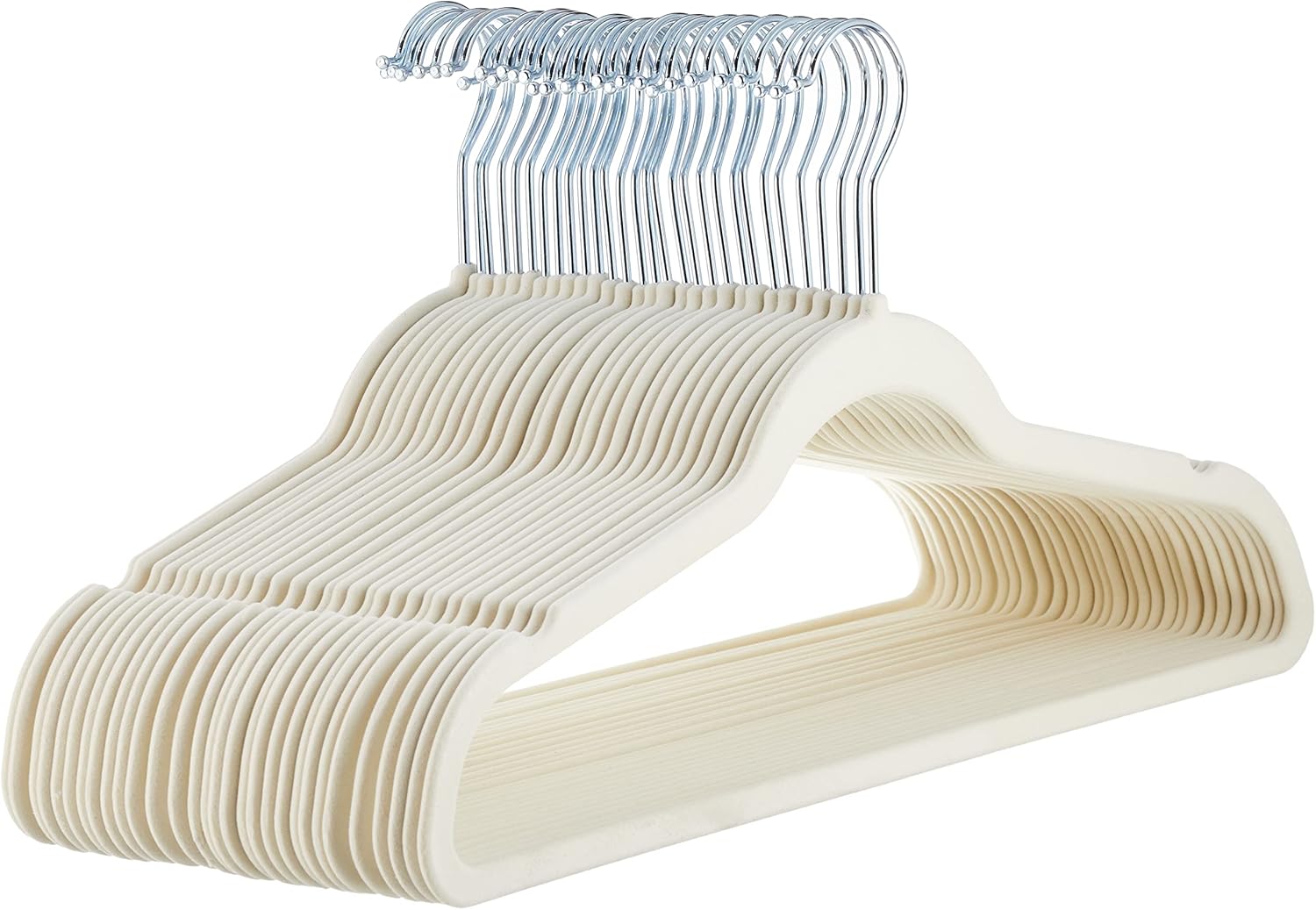 Amazon Basics Slim Velvet Non-Slip Space Saving Suit Clothes Hangers, Closet Organizer, Black, 50-Pack