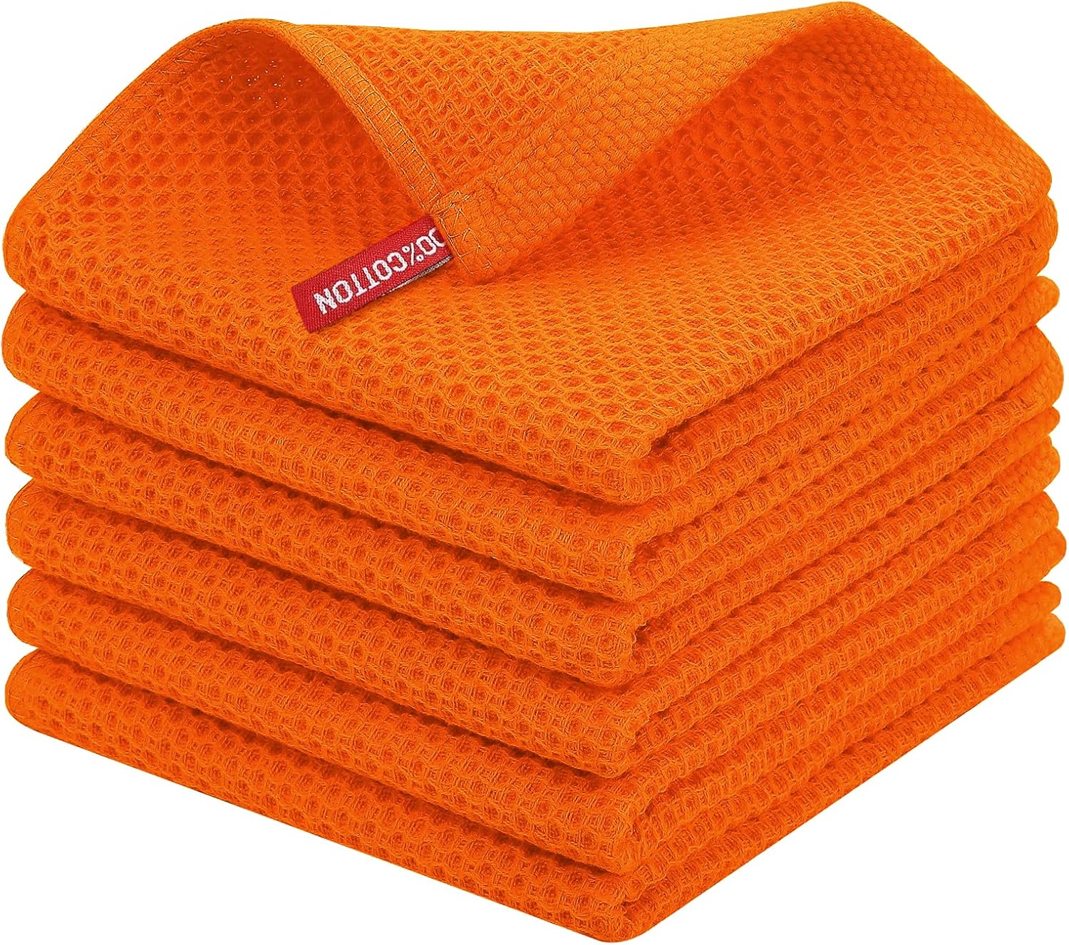 Homaxy 100% Cotton Waffle Weave Kitchen Dish Cloths, Ultra Soft Absorbent Quick Drying Dish Towels, 12 x 12 Inches, 6-Pack, Dark Grey