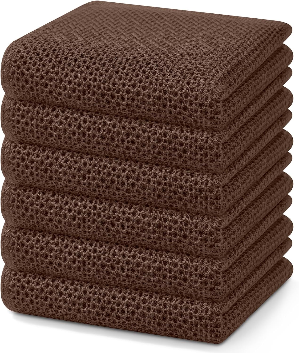Homaxy 100% Cotton Waffle Weave Kitchen Dish Cloths, Ultra Soft Absorbent Quick Drying Dish Towels, 12 x 12 Inches, 6-Pack, Dark Grey