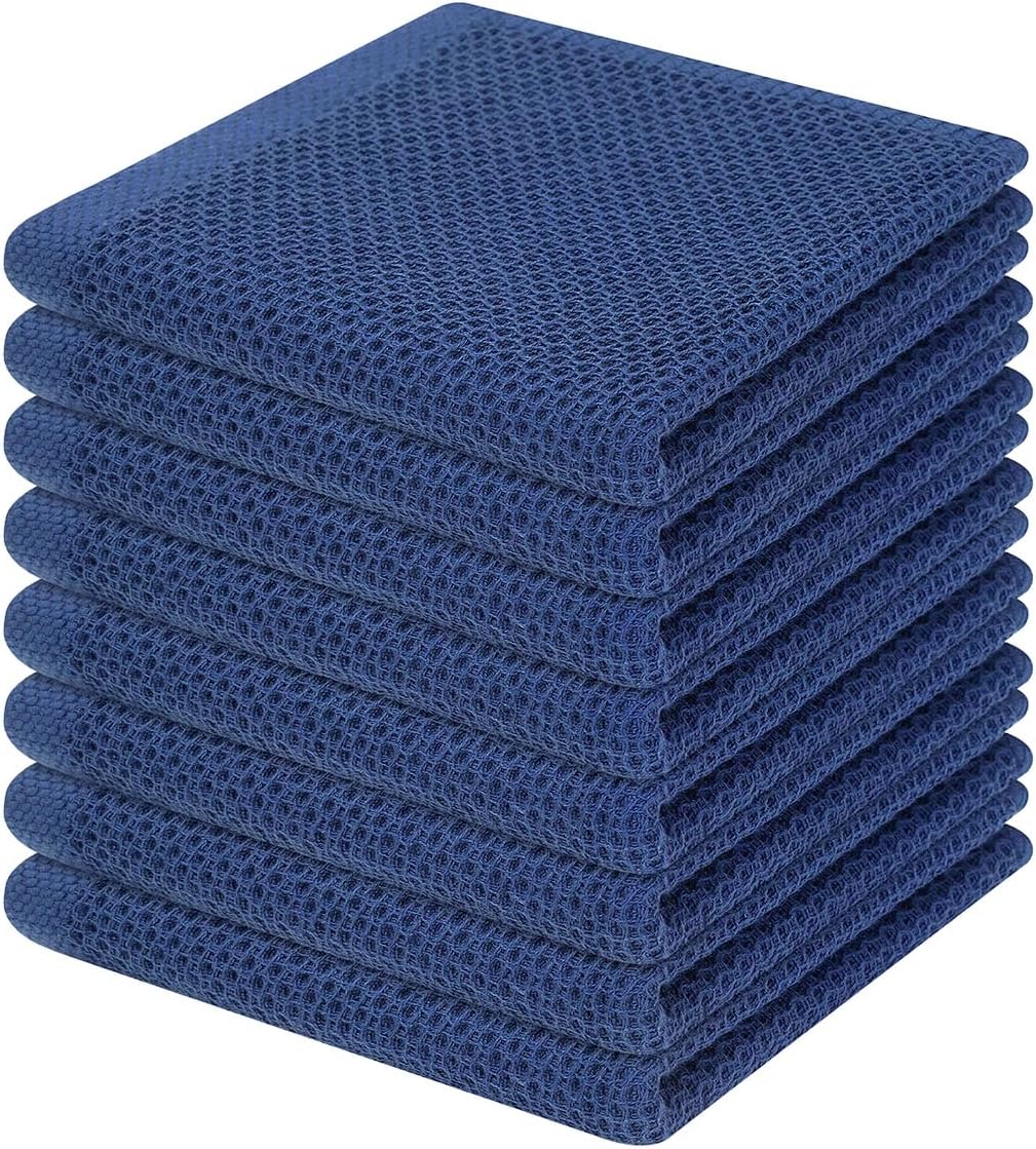 Homaxy 100% Cotton Waffle Weave Kitchen Dish Cloths, Ultra Soft Absorbent Quick Drying Dish Towels, 12 x 12 Inches, 6-Pack, Dark Grey