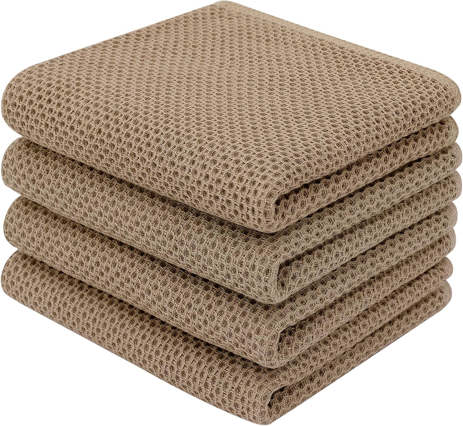 Homaxy 100% Cotton Waffle Weave Kitchen Dish Cloths, Ultra Soft Absorbent Quick Drying Dish Towels, 12 x 12 Inches, 6-Pack, Dark Grey