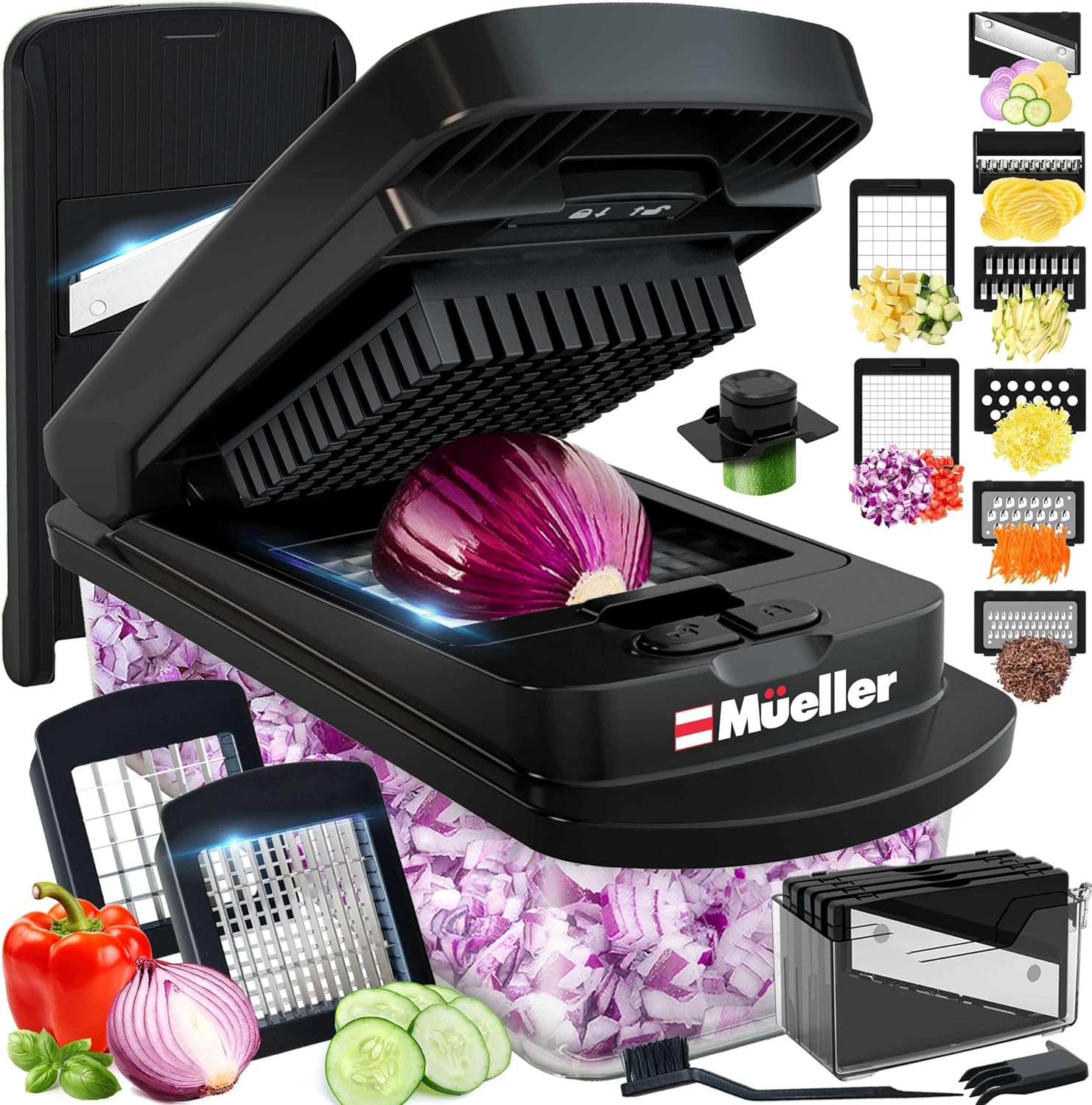 Mueller The Real Original Pro Chopper since 2013 Vegetable Chopper Mandoline Slicer, 8 Blade Food Veggie Chopper Onion Vegetable Cutter with Container, Kitchen Gadgets & Essentials, (10 in 1)