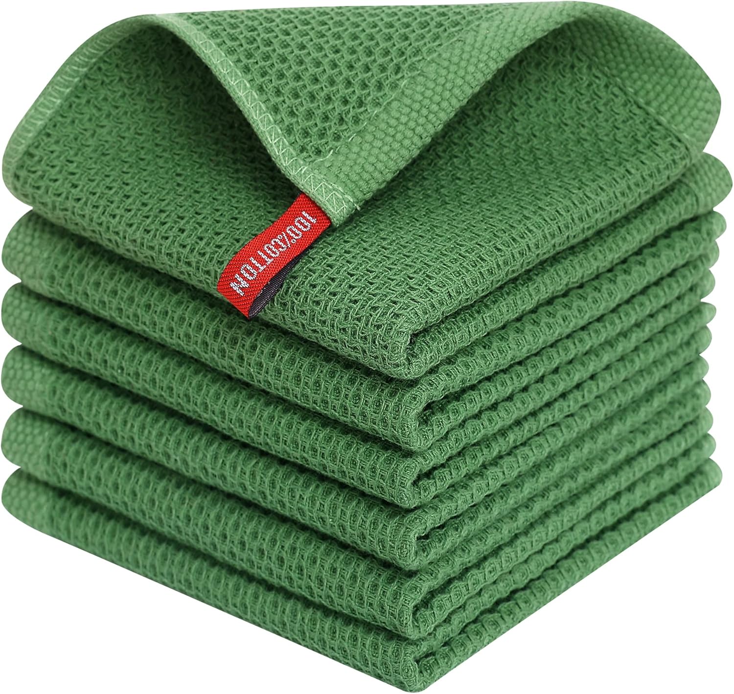 Homaxy 100% Cotton Waffle Weave Kitchen Dish Cloths, Ultra Soft Absorbent Quick Drying Dish Towels, 12 x 12 Inches, 6-Pack, Dark Grey