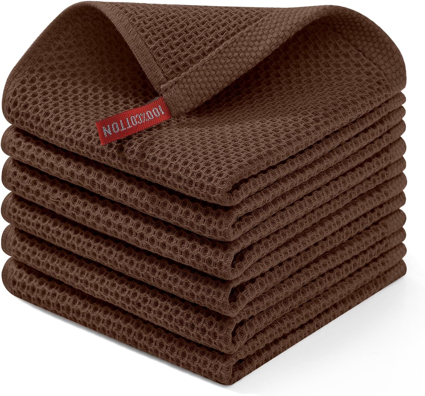 Homaxy 100% Cotton Waffle Weave Kitchen Dish Cloths, Ultra Soft Absorbent Quick Drying Dish Towels, 12 x 12 Inches, 6-Pack, Dark Grey