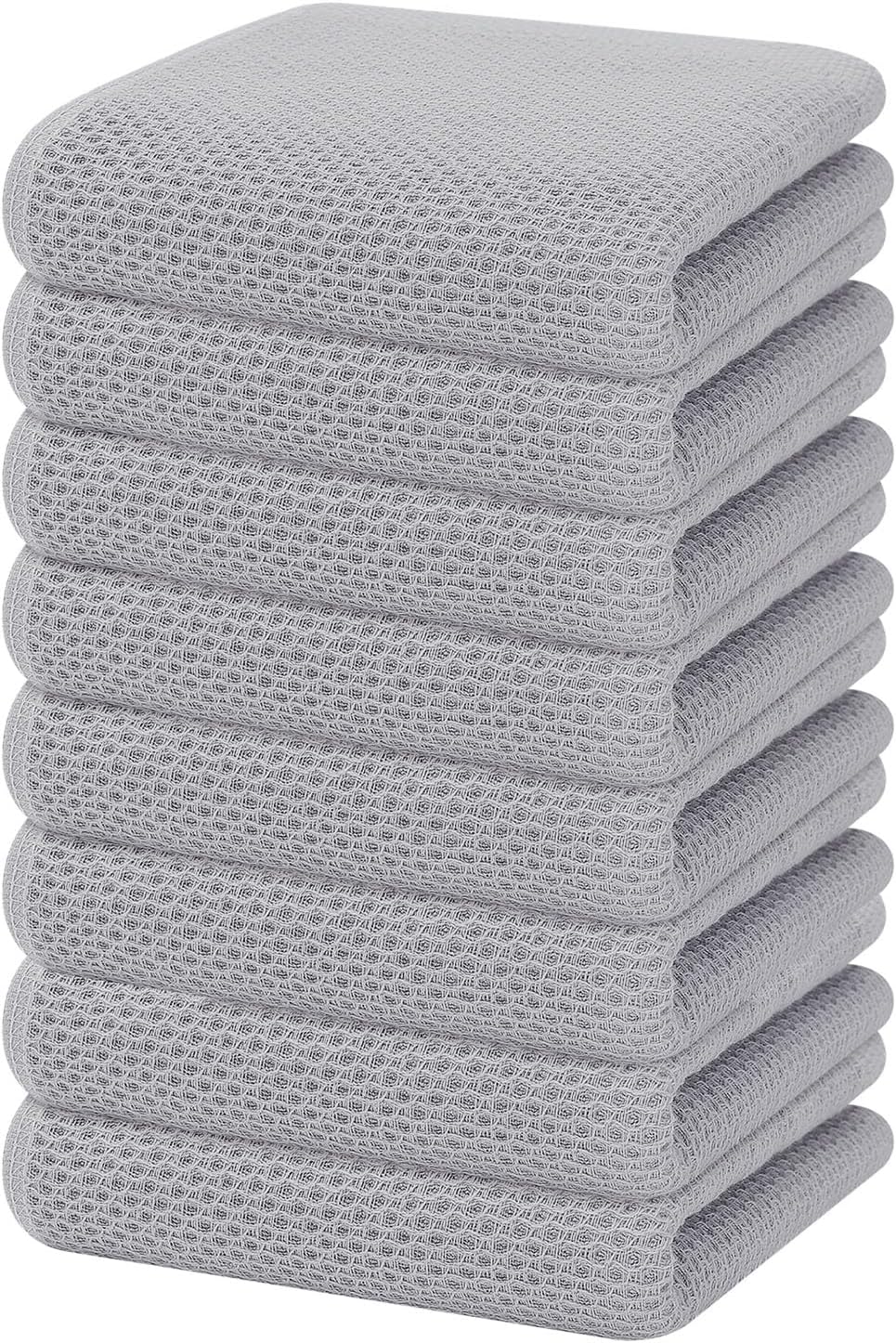 Homaxy 100% Cotton Waffle Weave Kitchen Dish Cloths, Ultra Soft Absorbent Quick Drying Dish Towels, 12 x 12 Inches, 6-Pack, Dark Grey
