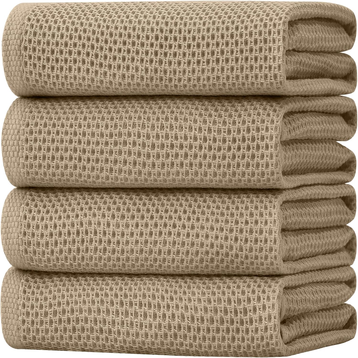 Homaxy 100% Cotton Waffle Weave Kitchen Dish Cloths, Ultra Soft Absorbent Quick Drying Dish Towels, 12 x 12 Inches, 6-Pack, Dark Grey