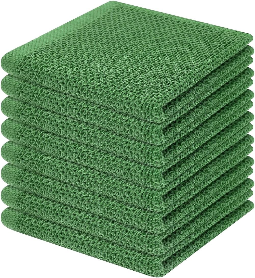Homaxy 100% Cotton Waffle Weave Kitchen Dish Cloths, Ultra Soft Absorbent Quick Drying Dish Towels, 12 x 12 Inches, 6-Pack, Dark Grey
