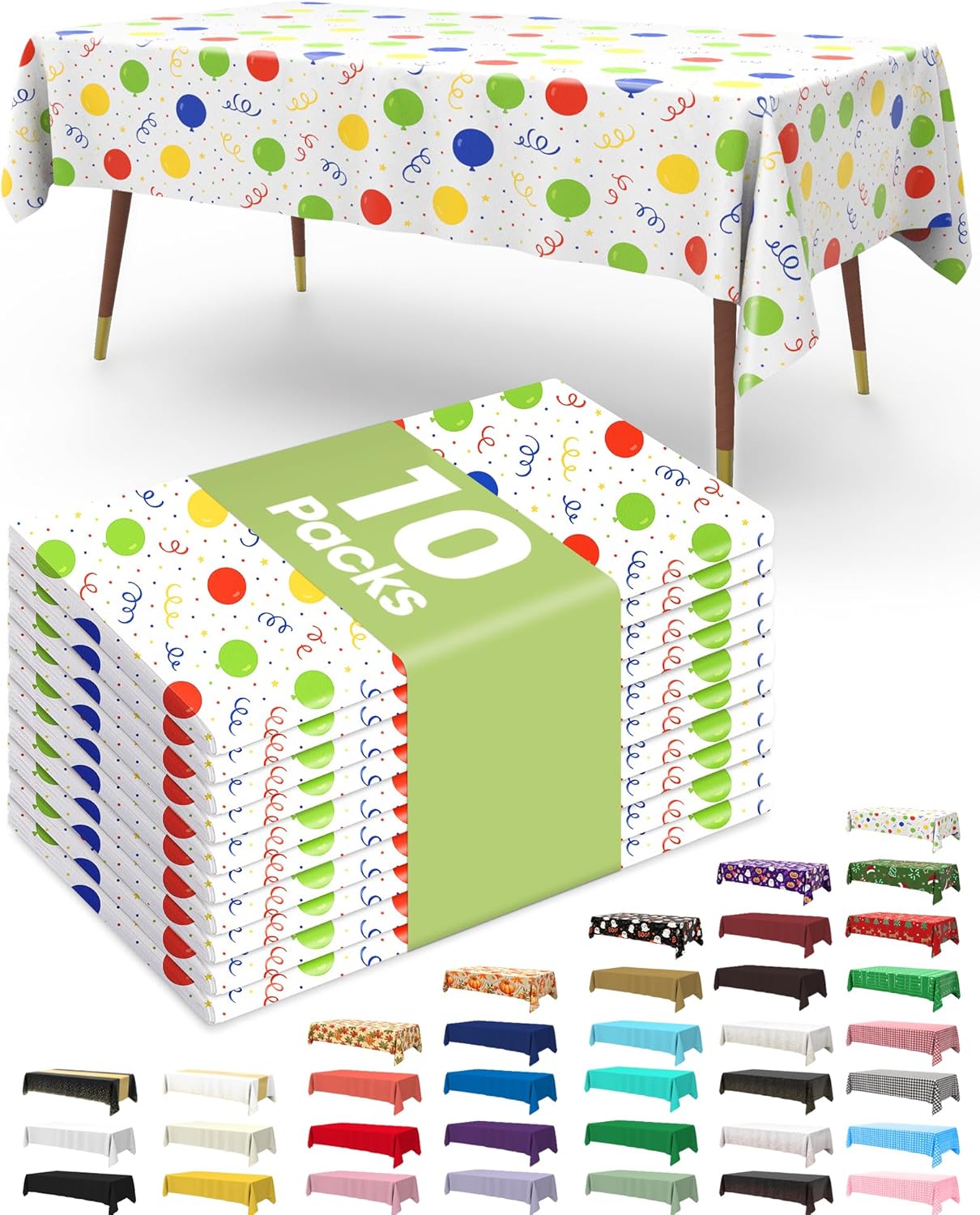 Pureegg Plastic Table Cloth 10 Pack, 54 x 108 Inch Disposable Table Cloths for Party, Picnic and Wedding, Rectangle, White