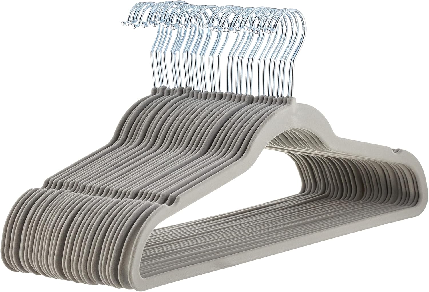 Amazon Basics Slim Velvet Non-Slip Space Saving Suit Clothes Hangers, Closet Organizer, Black, 50-Pack