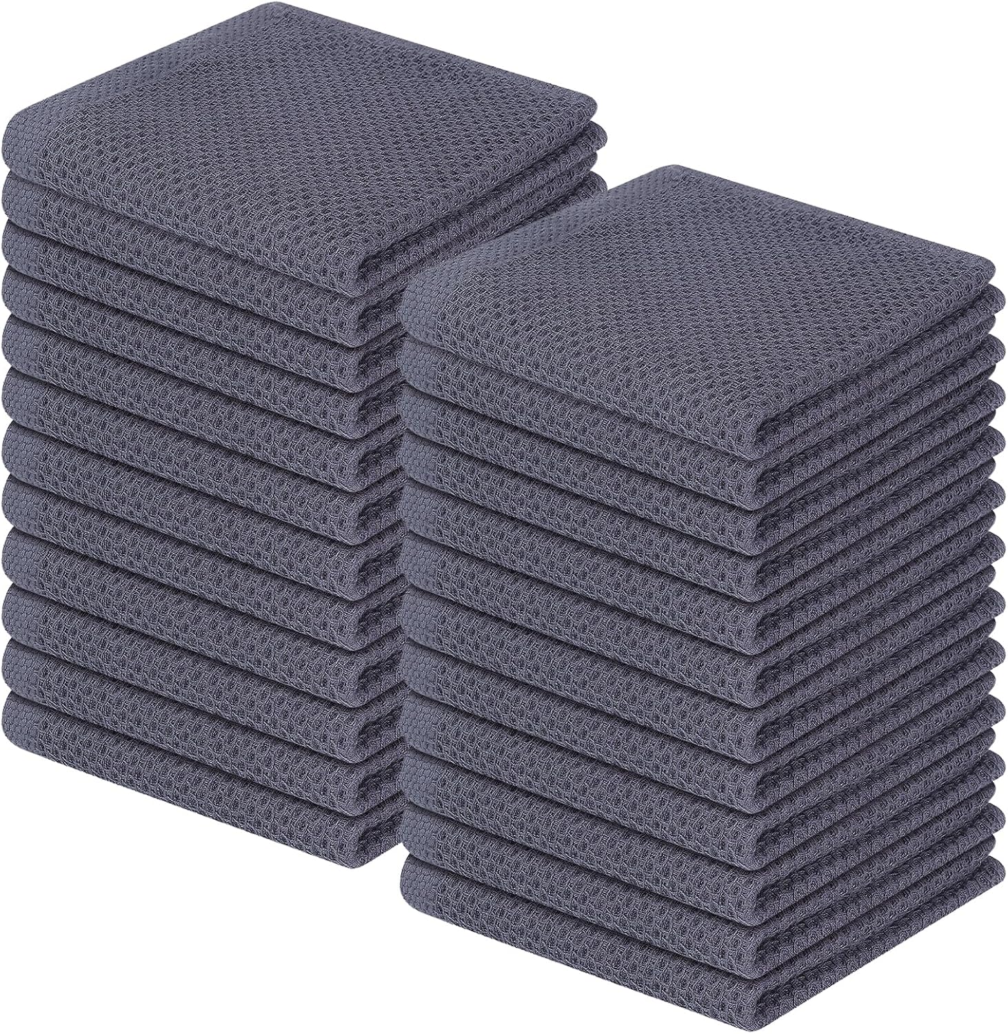 Homaxy 100% Cotton Waffle Weave Kitchen Dish Cloths, Ultra Soft Absorbent Quick Drying Dish Towels, 12 x 12 Inches, 6-Pack, Dark Grey