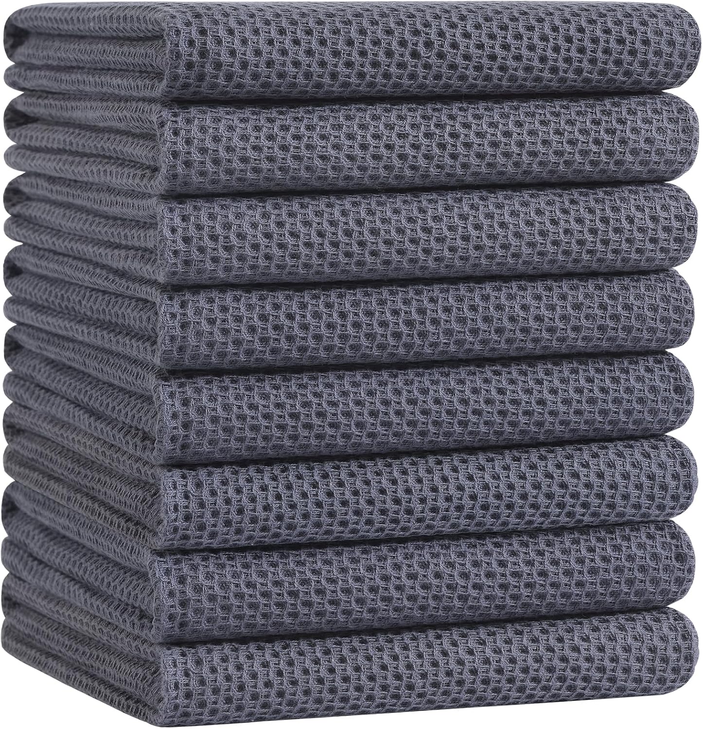 Homaxy 100% Cotton Waffle Weave Kitchen Dish Cloths, Ultra Soft Absorbent Quick Drying Dish Towels, 12 x 12 Inches, 6-Pack, Dark Grey