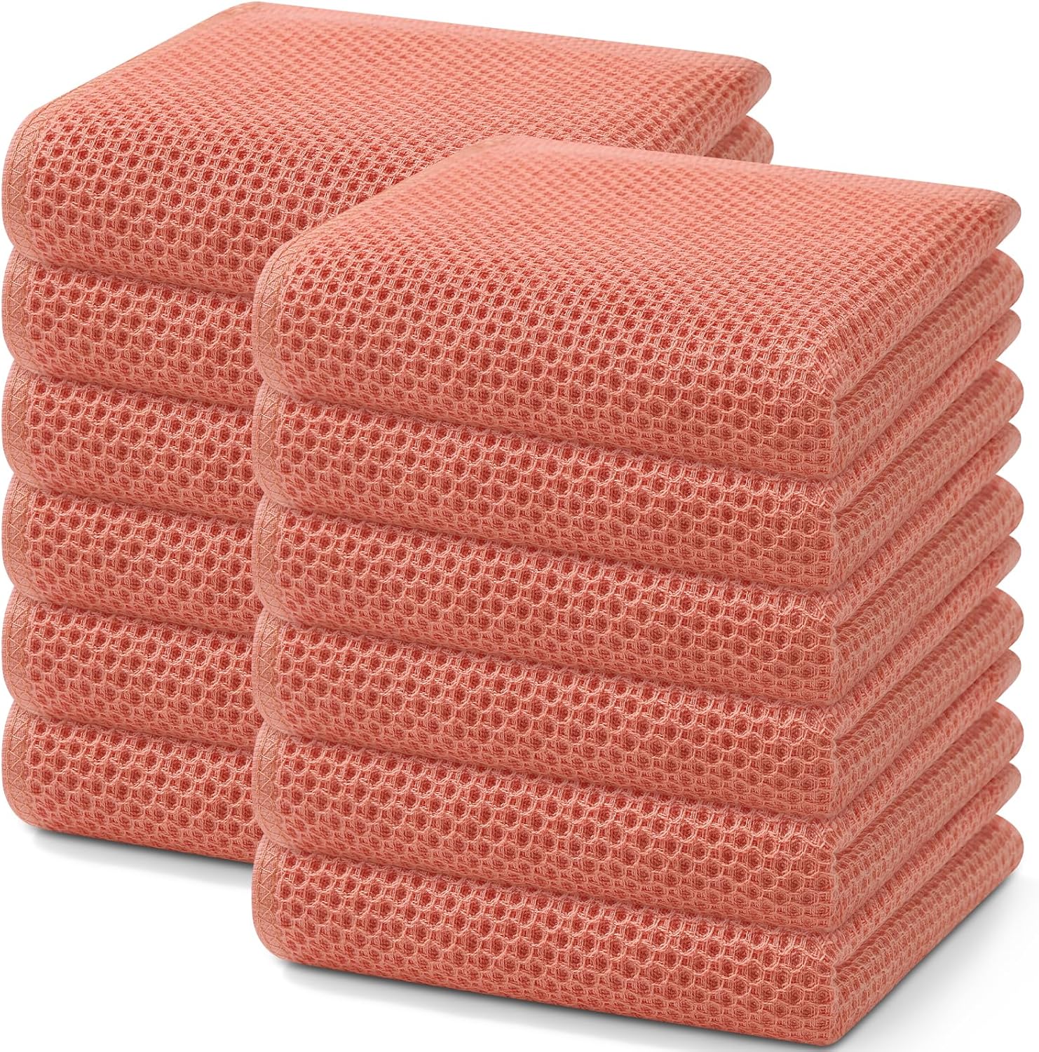 Homaxy 100% Cotton Waffle Weave Kitchen Dish Cloths, Ultra Soft Absorbent Quick Drying Dish Towels, 12 x 12 Inches, 6-Pack, Dark Grey