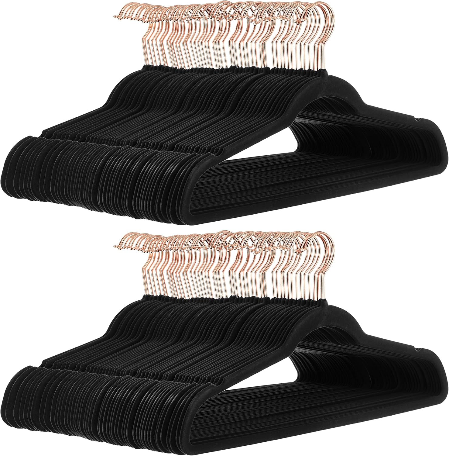 Amazon Basics Slim Velvet Non-Slip Space Saving Suit Clothes Hangers, Closet Organizer, Black, 50-Pack